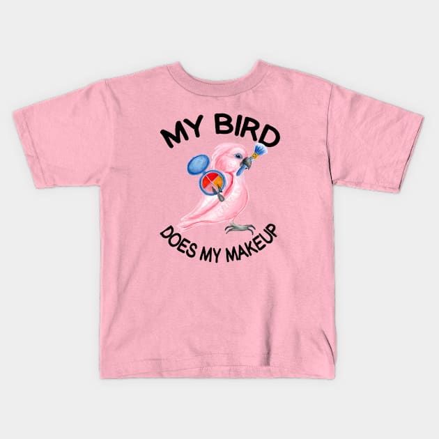 My Parrot Does My Makeup Kids T-Shirt by IvyLilyArt